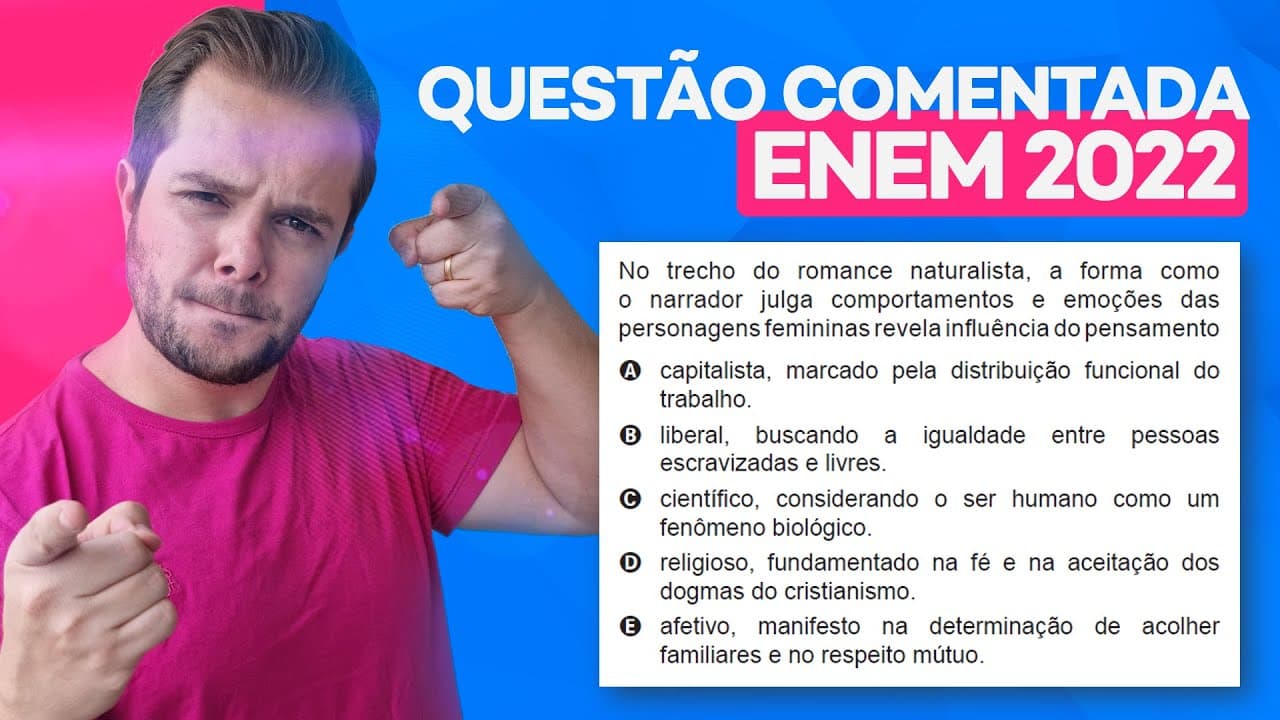 Thumbnail: Questão ENEM 2022 - Naturalismo = Determinismo Científico