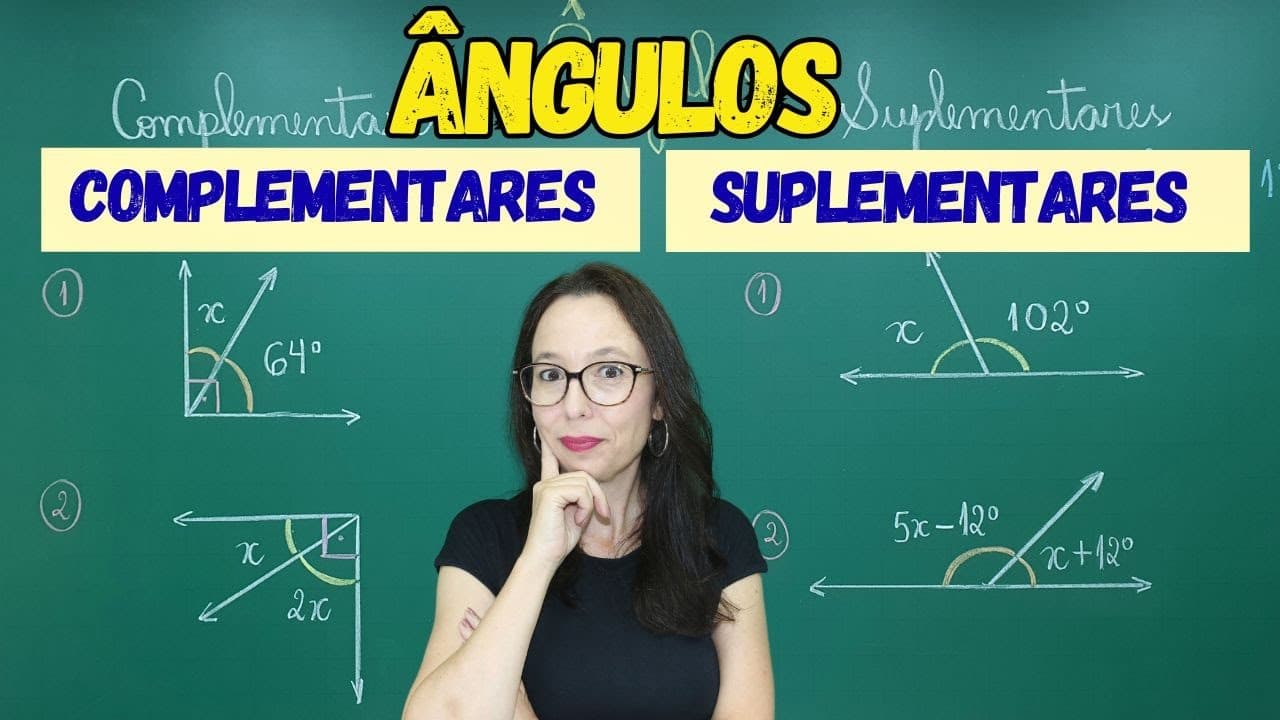 Thumbnail: ÂNGULOS COMPLEMENTARES E SUPLEMENTARES - Resumo e Exercícios