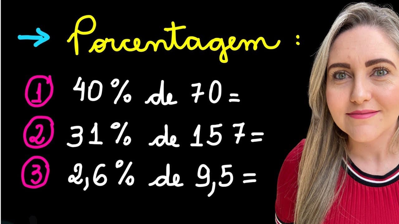 Thumbnail: NUNCA MAIS ERRE PORCENTAGEM! PORCENTAGEM COM VÍRGULA! EXPLICAÇÃO DETALHADA DO CONTEÚDO!