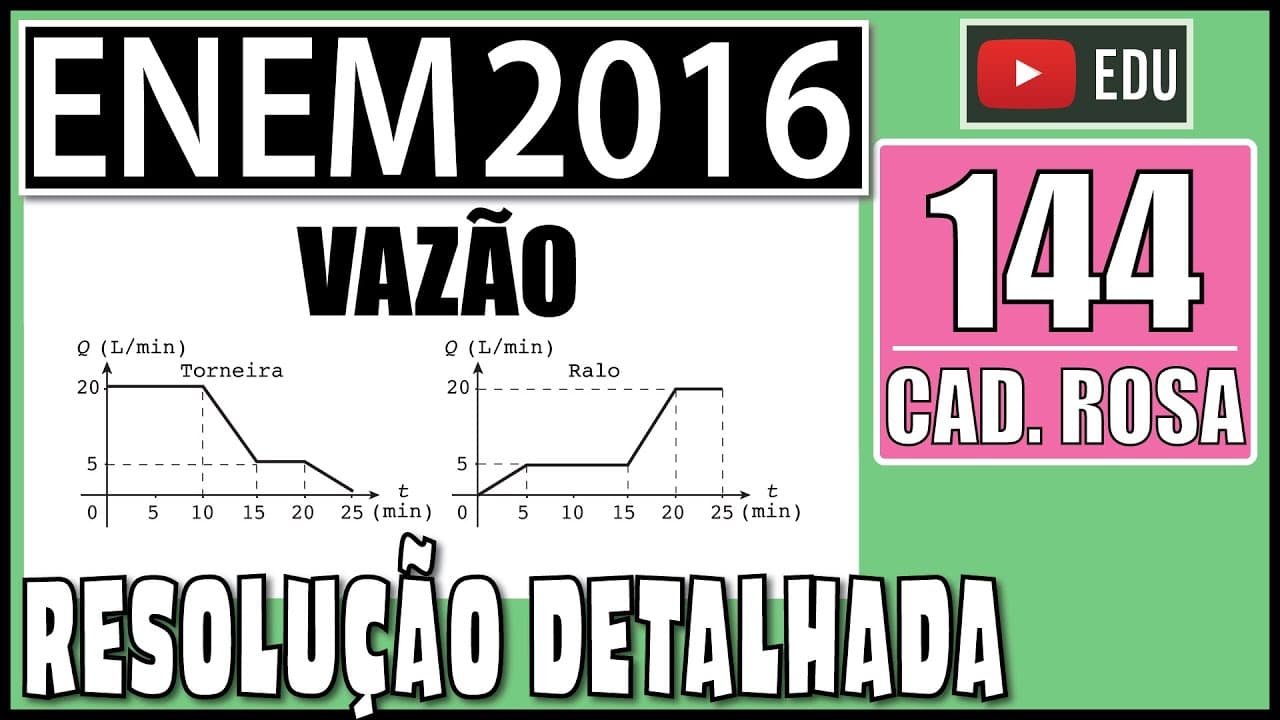 Thumbnail: [ENEM 2016] 144 📕 VAZÃO Um reservatório é abastecido com água por uma torneira e um ralo faz a