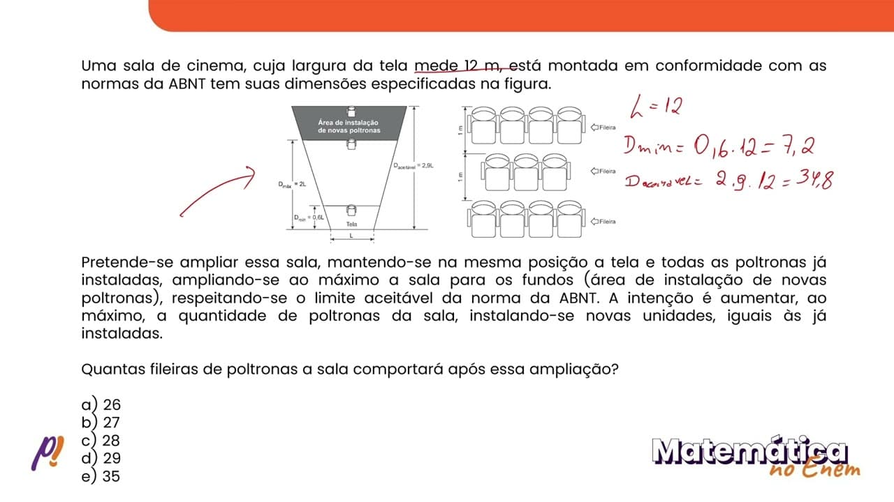 Thumbnail: ENEM 2022 - SEQUÊNCIAS: PROGRESSÕES ARITMÉTICA E GEOMÉTRICA | Em uma sala de cinema, para garan...