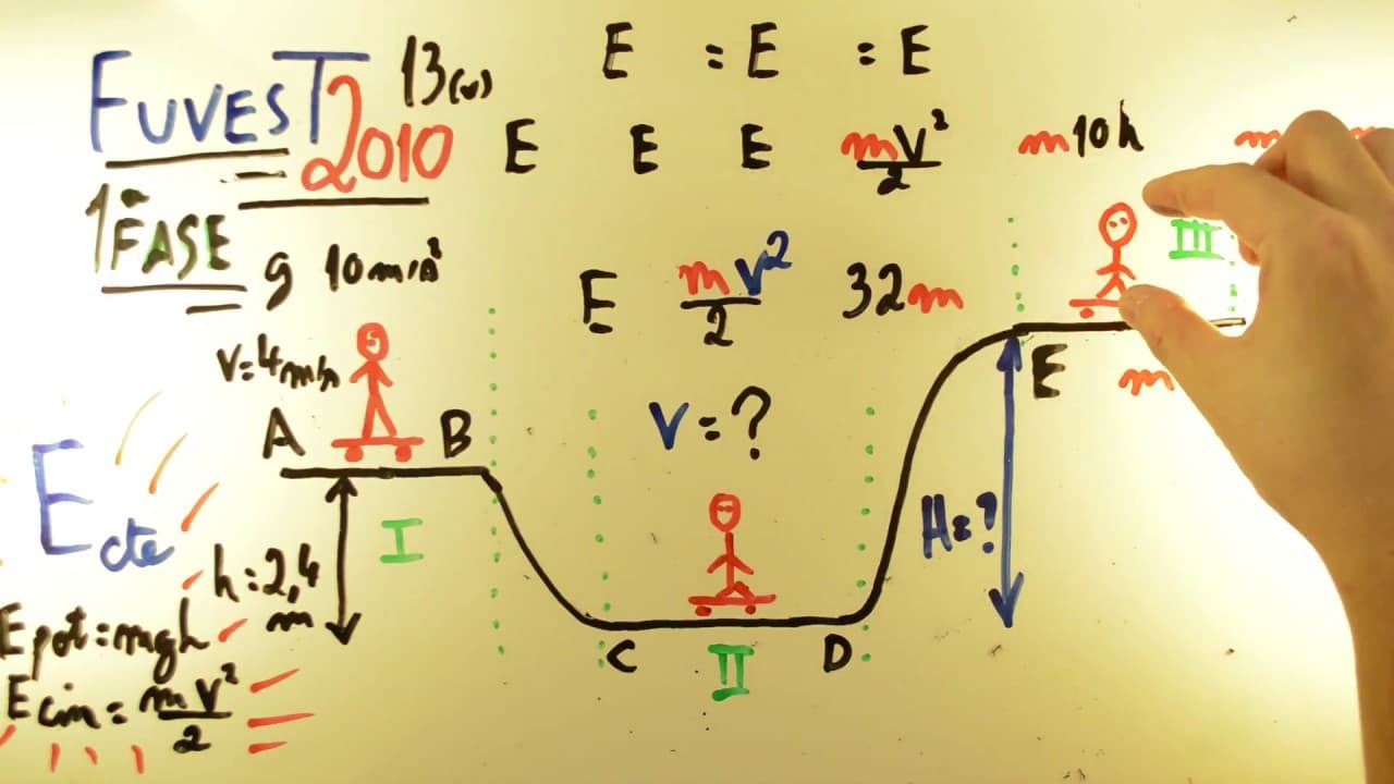 Thumbnail: FUVEST 2011 - Física 13 - Conservação de Energia Mecânica - 1ª fase Prova V - Aulas A+ Resolve