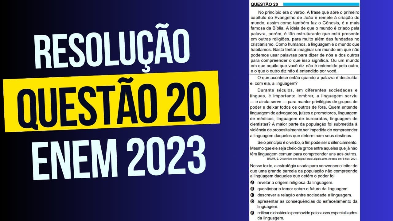 Thumbnail: Resolução questão 20 (PROVA AZUL) | Linguagens ENEM 2023
