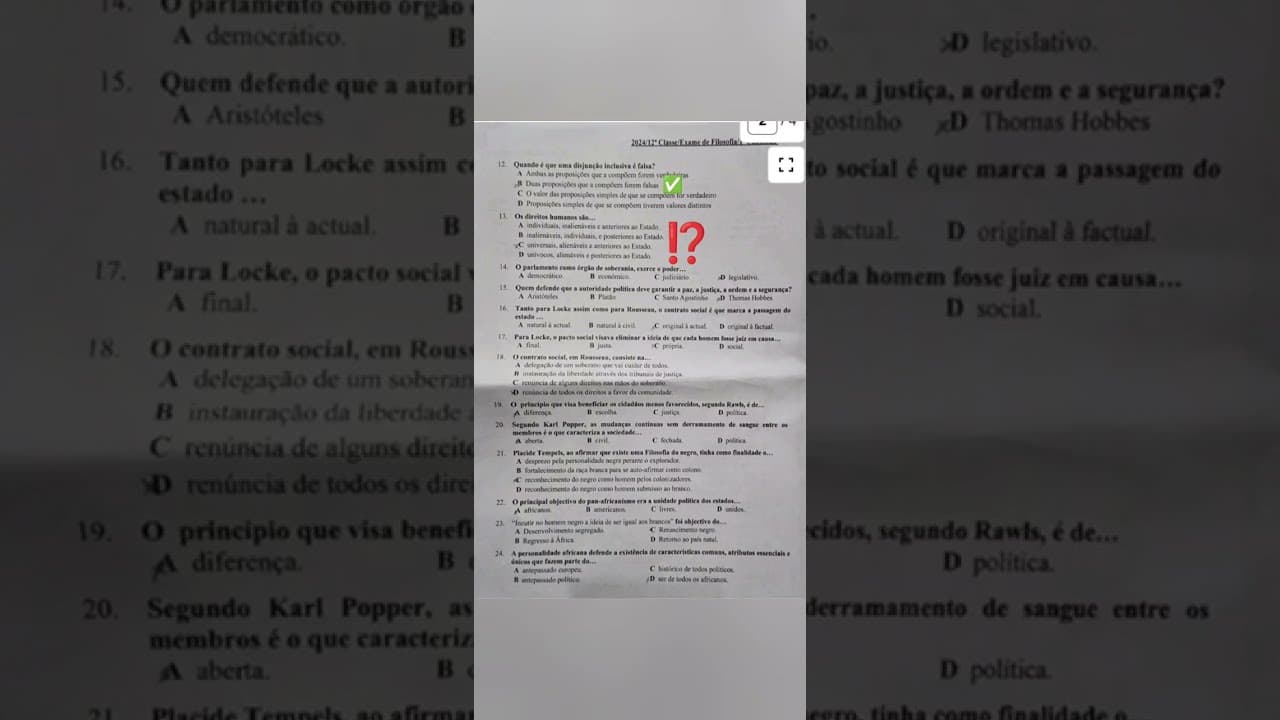 Thumbnail: Resolução do exame de Filosofia de 2024; 1ª Época