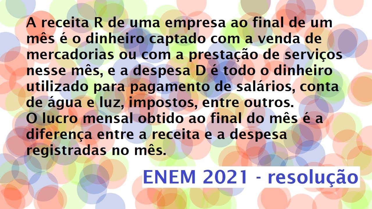 Thumbnail: A receita R de uma empresa ao final de um mês - Resolução - Enem 2021
