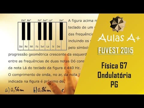 Thumbnail da aula: Oitavas PIANO FUVEST 2015 - Física 67 - Ondulatória e PG - 1ª fase - Aulas A+ Resolve