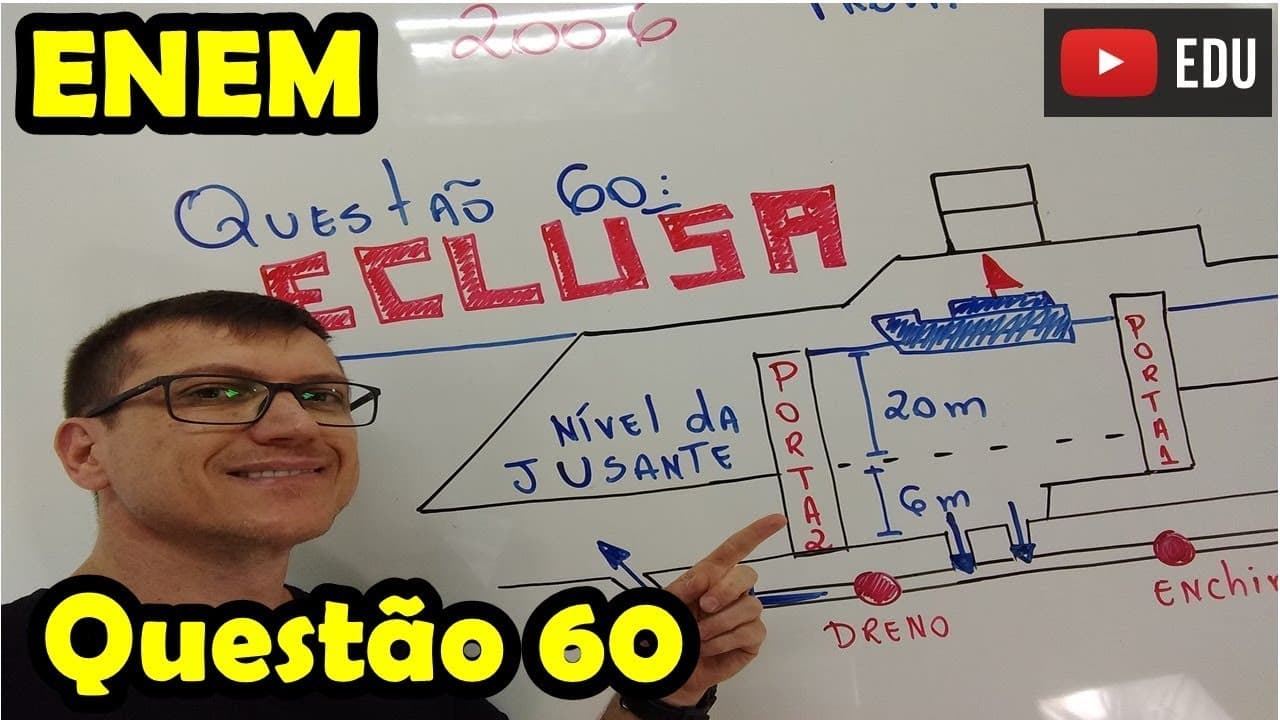 Thumbnail: ENEM - FÍSICA - QUESTÃO 60 - Prof Boaro - Questão de como funciona uma ECLUSA.