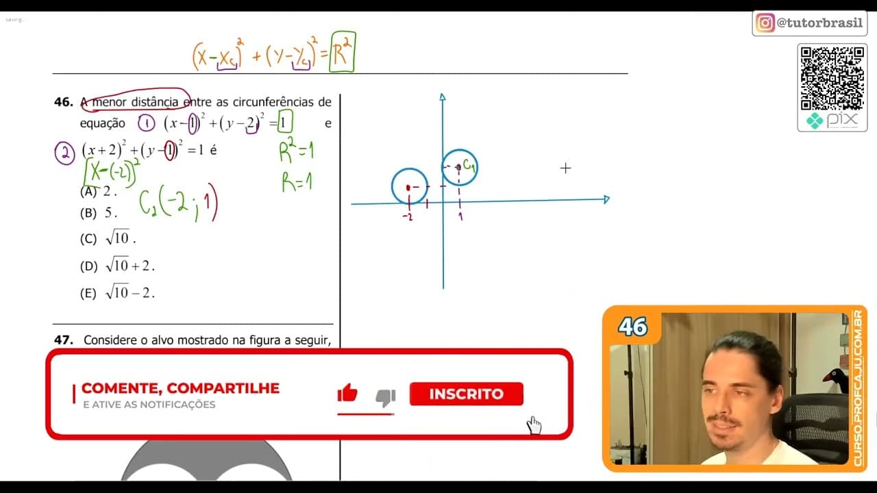 Thumbnail: [UFRGS 2019] 46 - A menor distância entre as circunferências de equação