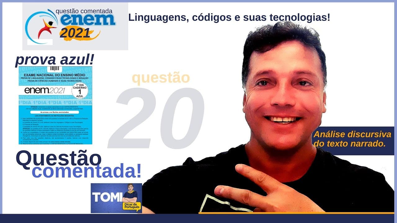 Thumbnail: Questão20 comentada do #Enem2021 - representação do discurso