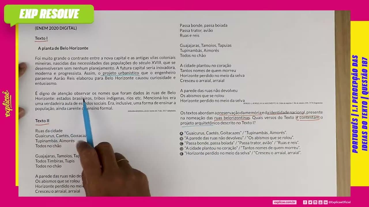 Thumbnail: OS TEXTOS ABORDAM A PRESERVAÇÃO DA MEMÓRIA E DA IDENTIDADE (...) | PERCEPÇÃO DAS IDEIAS DO TEXTO