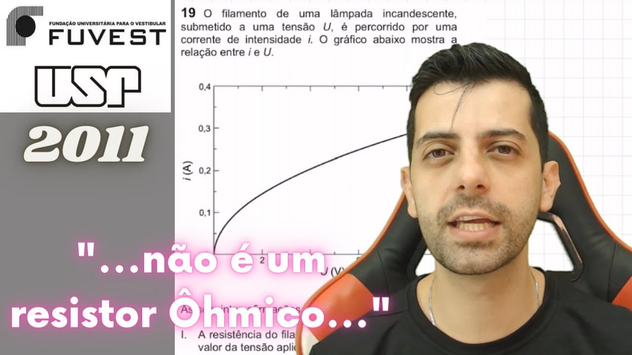 Thumbnail: FUVEST 2011 Q19 - O filamento de uma lâmpada incandescente, submetido a uma tensão U