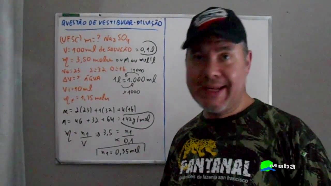 Thumbnail: QUÍMICA - DILUIÇÃO DE SOLUÇÕES - VESTIBULAR - UFSC (Universidade Federal de Santa Catarina)