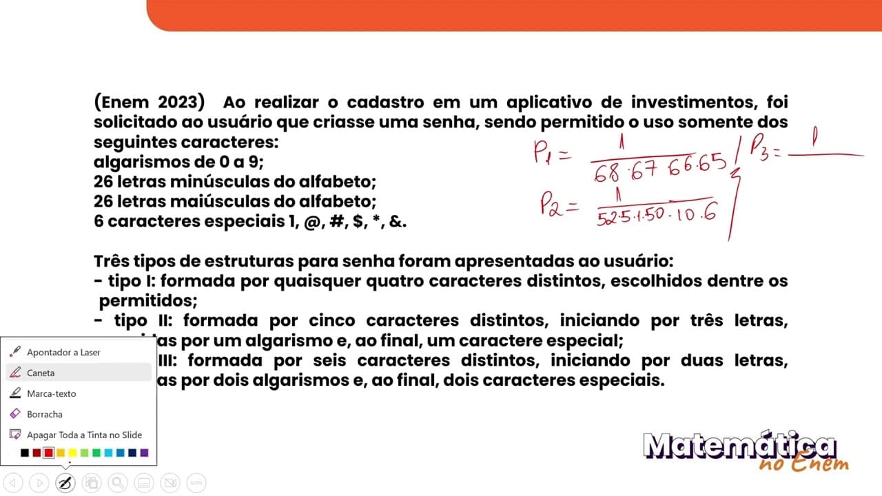 Thumbnail: ENEM 2023 - ANÁLISE COMBINATÓRIA E PROBABILIDADE | Ao realizar o cadastro em um aplicativo de...
