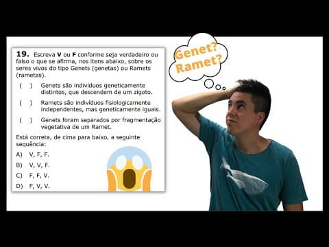 Thumbnail da aula: UECE 2022 - Sobre os seres vivos do tipo Genets (genetas) ou Ramets (rametas)...