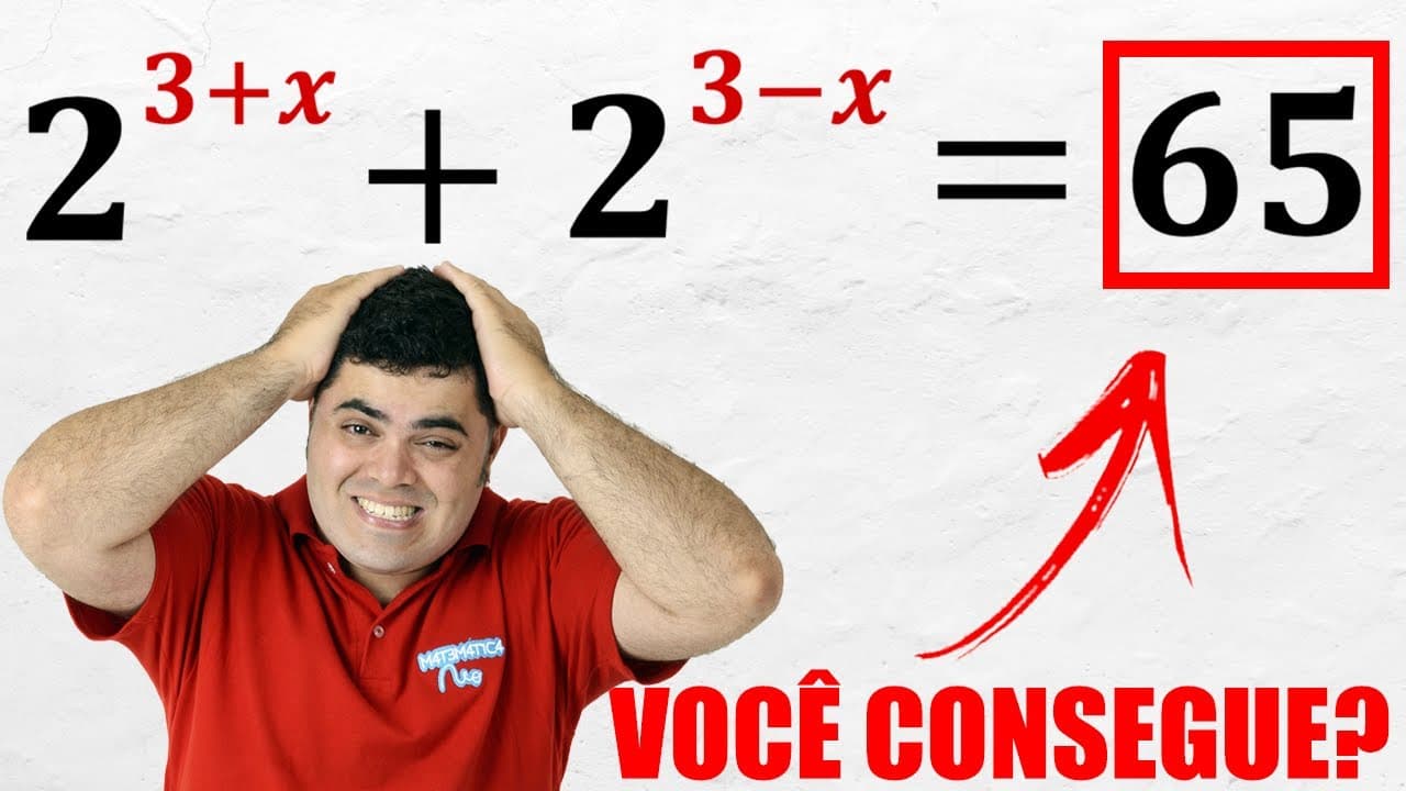 Thumbnail: ⭐️ 2^(3+x)+2^(3-x)=65 🤯 A EQUAÇÃO EXPONENCIAL QUE BUGOU A INTERNET! 😱 Você Consegue Resolver?