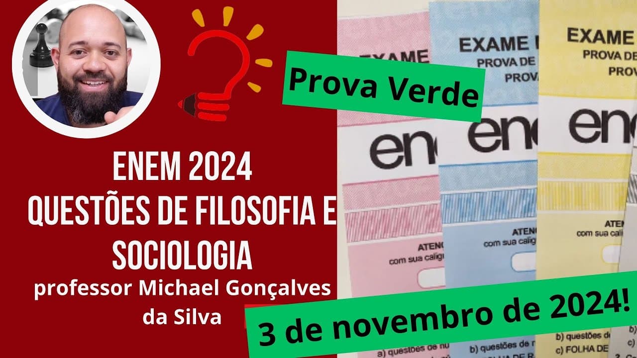Thumbnail: Correção Enem 2024 - Questões de filosofia e sociologia