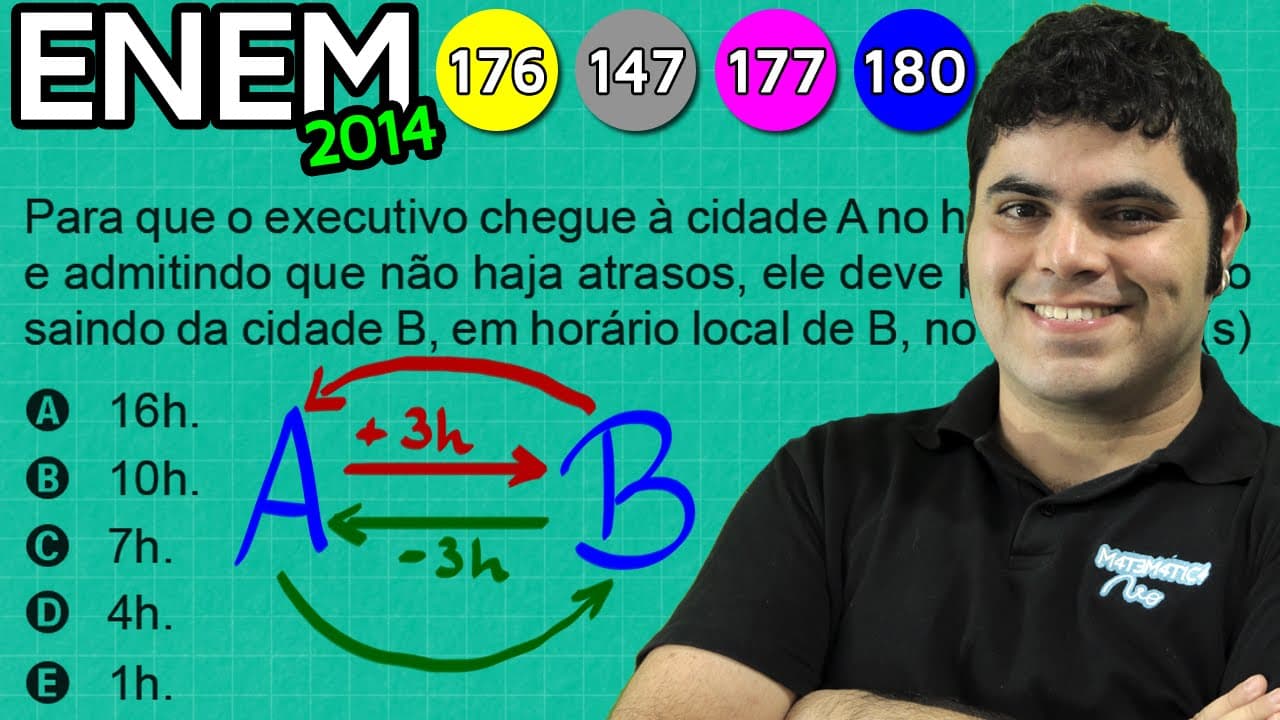 Thumbnail: ENEM 2014 Matemática #45 - Fuso Horário em Viagens de Avião (questão bugante)