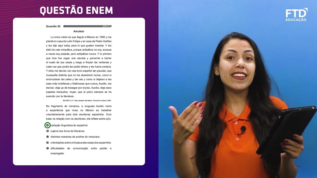 Thumbnail: FTD Resolve – Enem 2021 | Língua Espanhola – Questão 02 (prova azul)