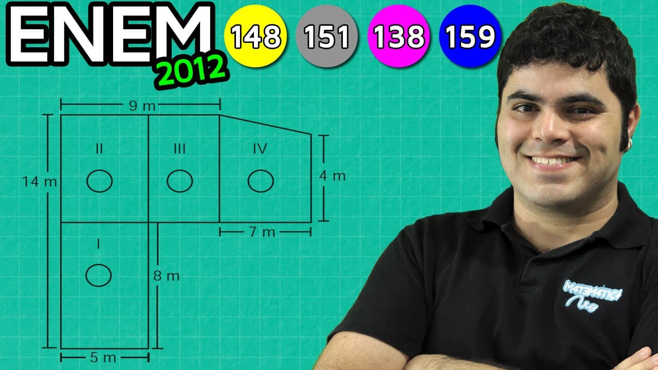 Thumbnail: ENEM 2012 Matemática #24 - Área do Retângulo e do Trapézio e Aquecedores (com pegadinha)