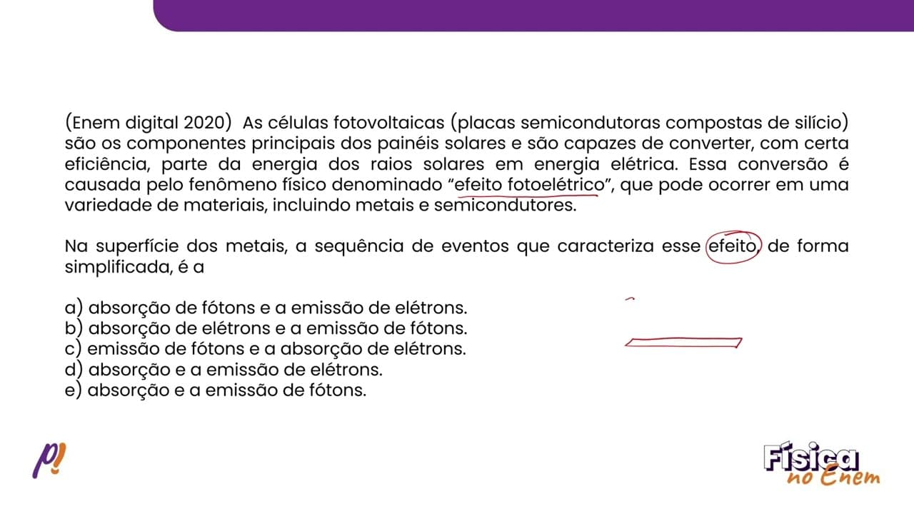 Thumbnail: ENEM DIGITAL 2020  - ELETROMAGNETISMO E TÓPICOS DE FÍSICA MODERNA | As células fotovoltaicas...