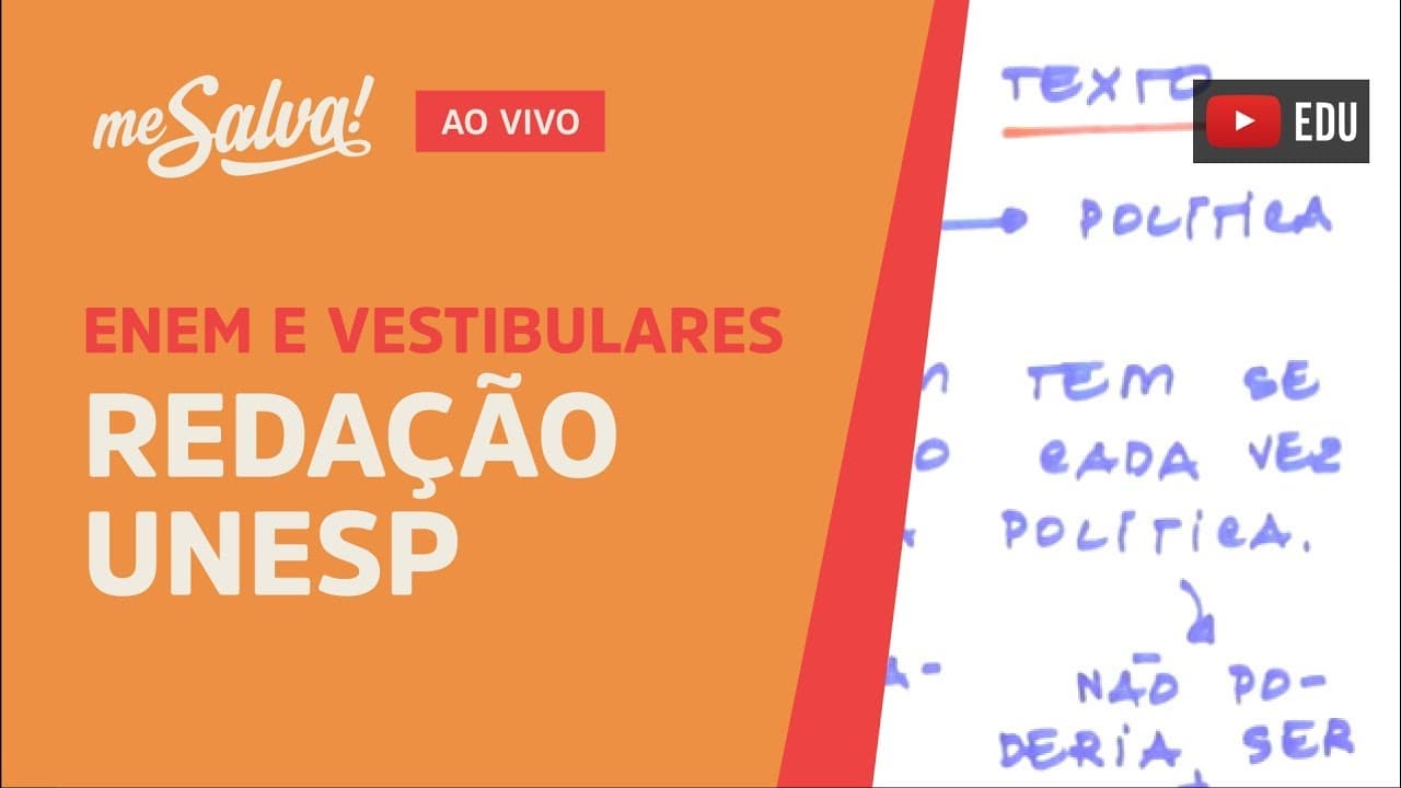 Thumbnail: [AO VIVO GRÁTIS] 🌍 REDAÇÃO UNESP - Me Salva!