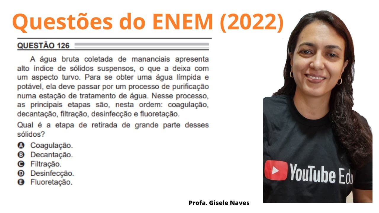 Thumbnail: Correção de química ENEM 2022 - 126 - A água bruta coletada de mananciais apre ... #enem #enem2022