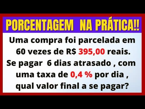 Thumbnail da aula: PORCENTAGEM FÁCIL!!!  EXERCÍCIOS PRÁTICOS DO DIA A DIA!