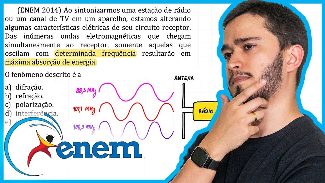 Thumbnail: ENEM 2014 - Ao sintonizarmos uma estação de rádio ou um canal de TV em um aparelho, estamos alterand