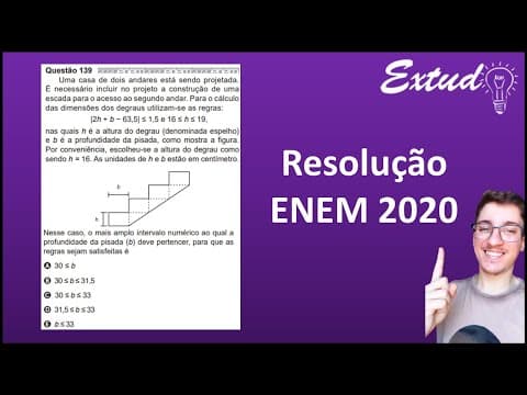 Thumbnail da aula: RESOLUÇÃO ENEM 2020 -  Uma casa de dois andares está sendo projetada. É necessário incluir [...]