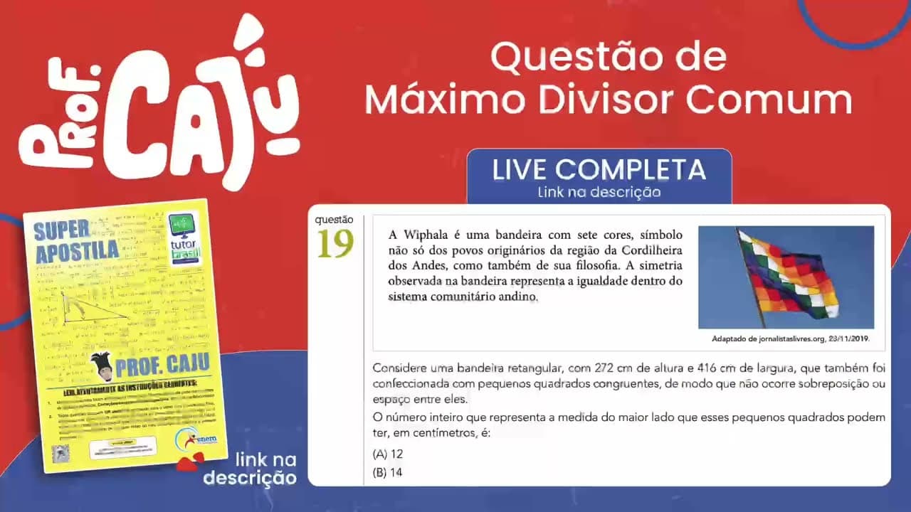 Thumbnail: [UERJ 2022] 19 📘 MDC A Wiphala é uma bandeira com sete cores, símbolo não só dos povos
