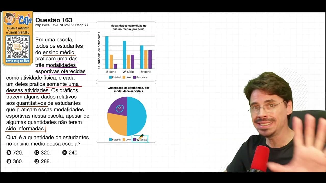 Thumbnail: [ENEM 2025] 163 📘 INTERPRETAÇÃO DE GRÁFICOS Em uma escola, todos os estudantes   do ensino médio