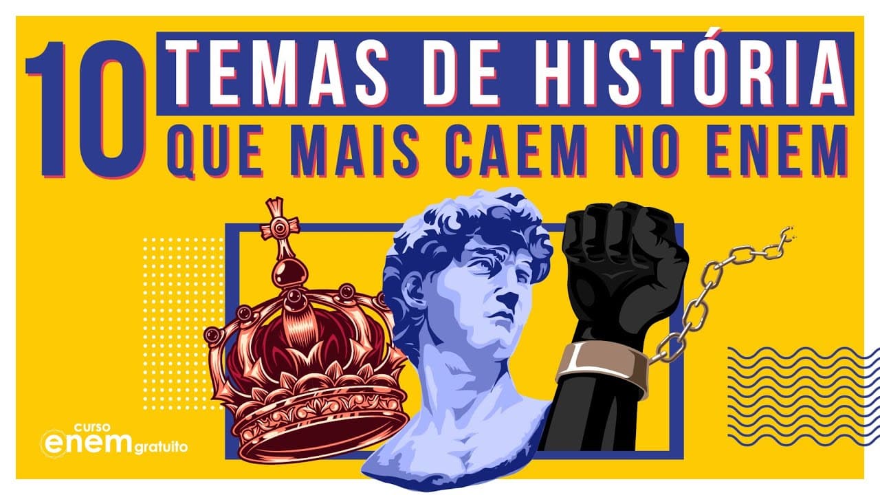 Thumbnail: 10 TEMAS DE HISTÓRIA QUE MAIS CAEM NO ENEM