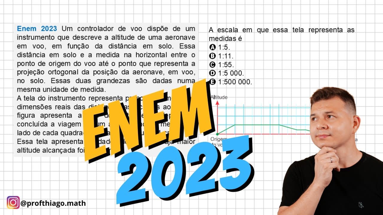 Thumbnail: ENEM 2023 - MATEMÁTICA - Um controlador de voo dispõe de um instrumento que descreve a altitude...