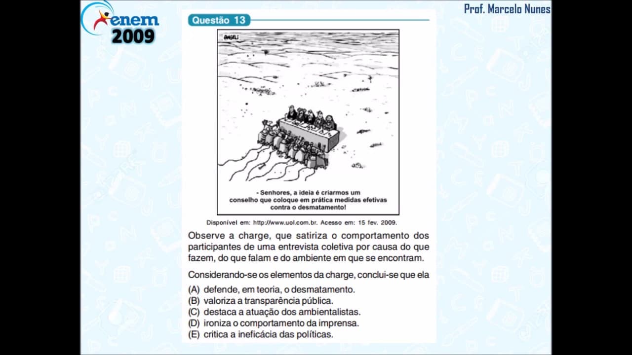 Thumbnail: Enem 2009 (vazada): compreensão de textos (charge).