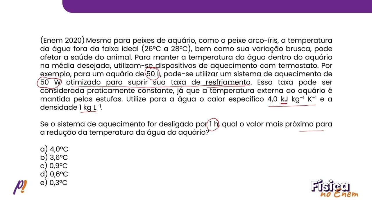 Thumbnail: ENEM 2020 - TERMOLOGIA | Mesmo para peixes de aquário, como o peixe arco-íris, a temperatura...