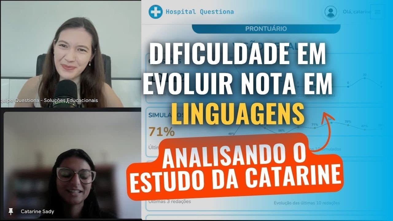 Thumbnail: Dificuldade em evoluir nota em LINGUAGENS  | Analisando o estudo da Catarine
