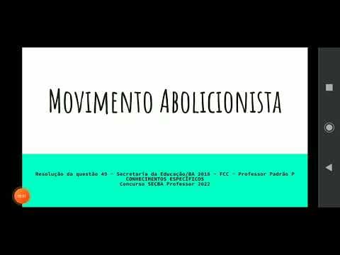 Thumbnail da aula: Movimento Abolicionista (questão de concurso)