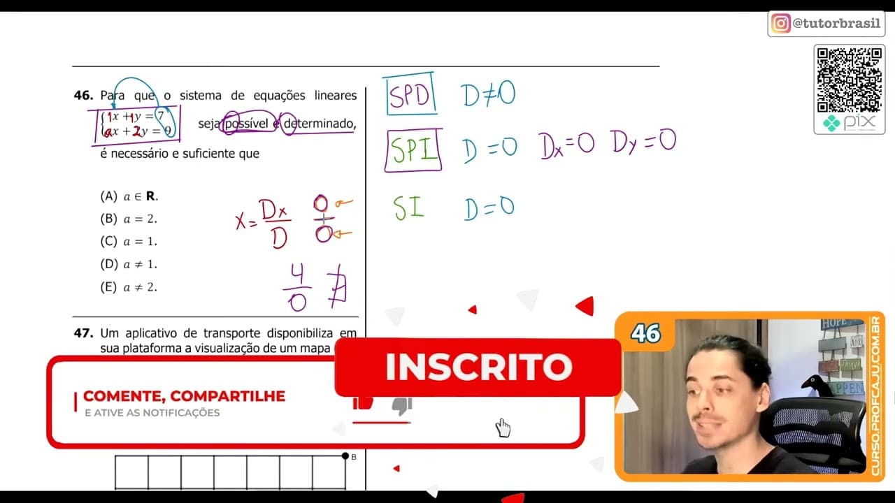 Thumbnail: [UFRGS 2020] 46 - Para que o sistema de equações lineares