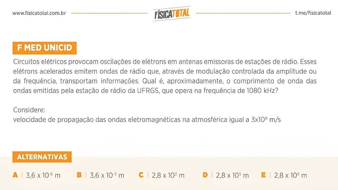 Thumbnail: Lista 01 EXEMPLO 11 Transmissão de Ondas | Telecomunicações
