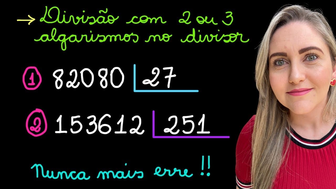 Thumbnail: APRENDA COMO FAZER DIVISÃO COM 2 OU 3 ALGARISMOS / NÚMEROS NA CHAVE! EXPLICAÇÃO PARA INICIANTES
