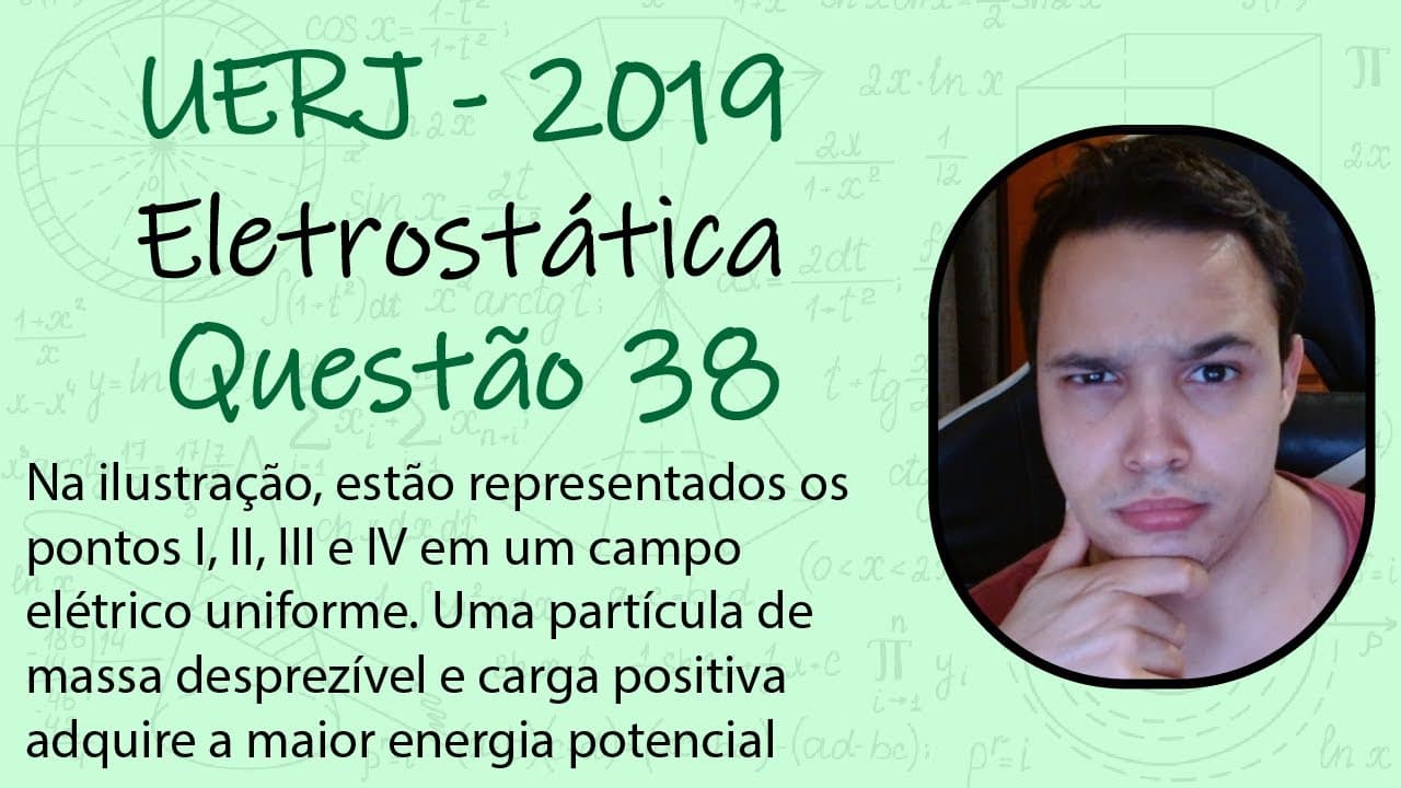 Thumbnail: UERJ 2019 - Na ilustração, estão representados os pontos I, II, III e IV em um campo elétrico