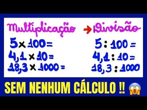 Thumbnail da aula: 🤔MULTIPLICAÇÃO E DIVISÃO POR 10,100 E 1000!! SÓ MUDANDO A VÍRGULA!!!🤔
