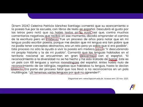 Thumbnail da aula: ENEM 2024 - TIPOLOGÍA TEXTUAL | Celerina Patricia Sánchez Santiago comentó que su acercamiento...