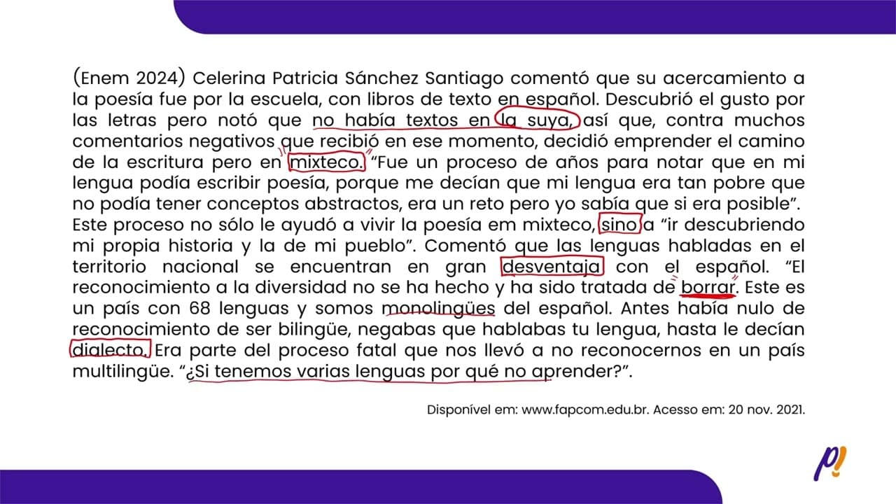Thumbnail: ENEM 2024 - TIPOLOGÍA TEXTUAL | Celerina Patricia Sánchez Santiago comentó que su acercamiento...