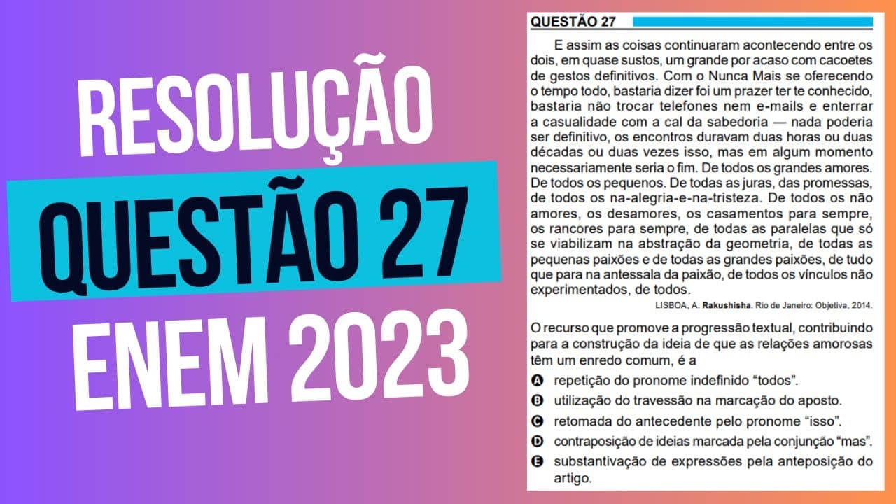 Thumbnail: Resolução questão 27 (PROVA AZUL) | Linguagens ENEM 2023