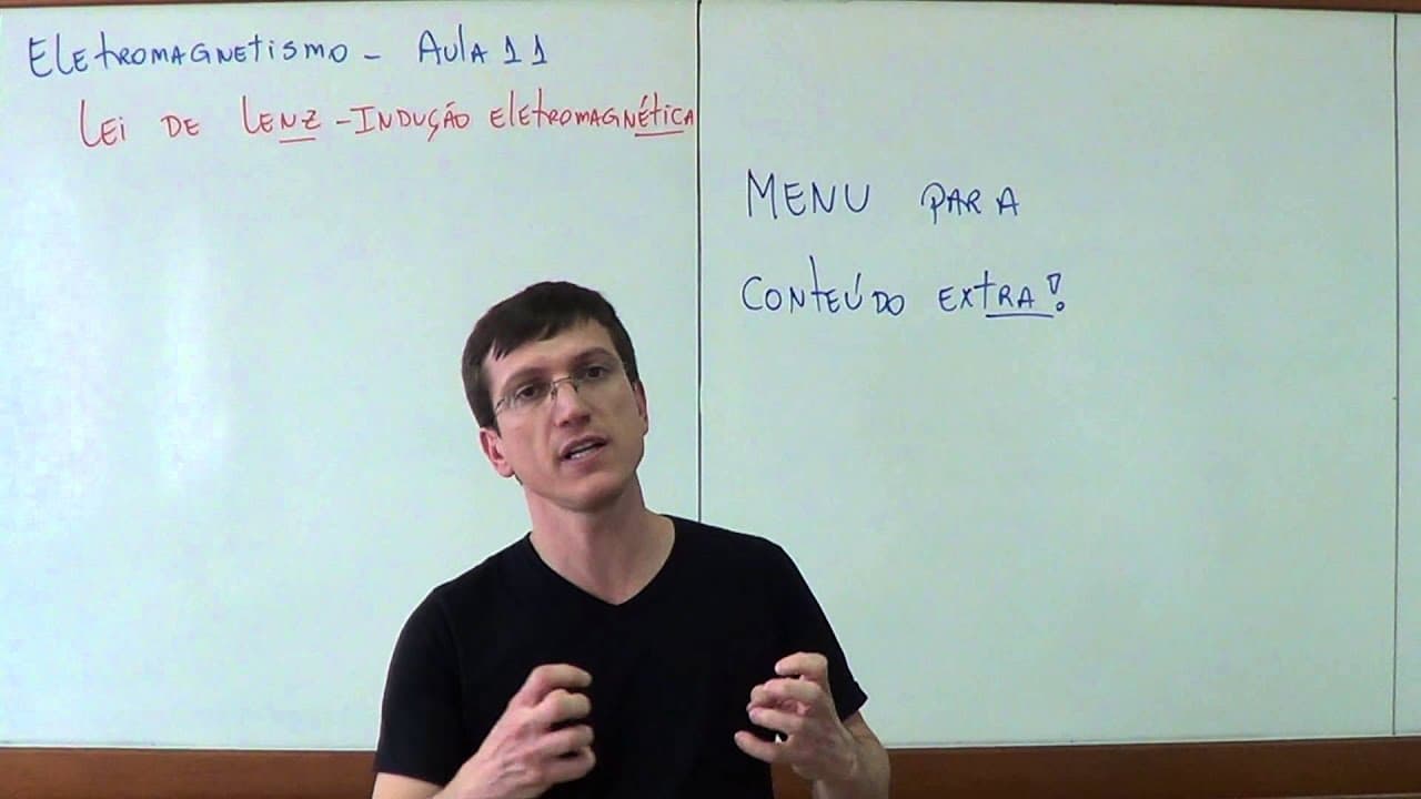 Thumbnail: Lei de Lenz - Indução eletromagnética - Eletromagnetismo - Aula 11 (Menu) - Prof. Marcelo Boaro
