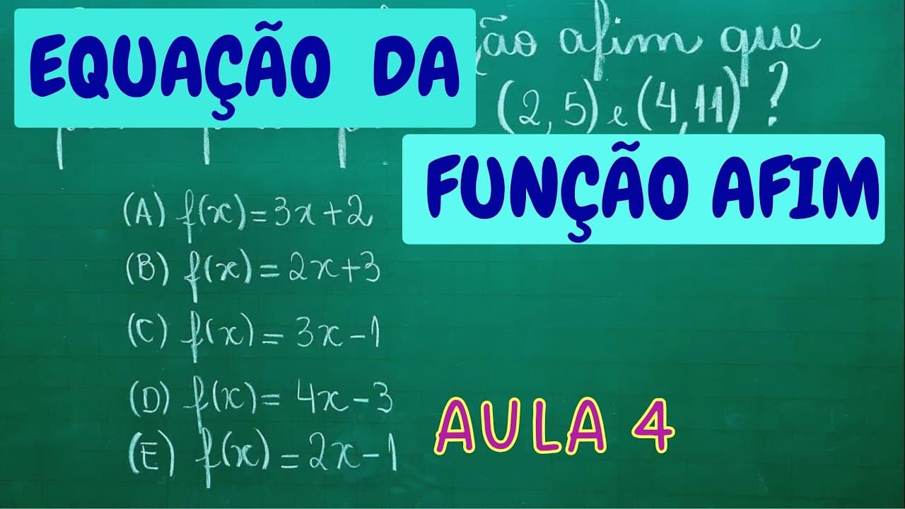 Thumbnail: EQUAÇÃO DA FUNÇÃO AFIM - EXERCÍCIO - Professora Angela Matemática