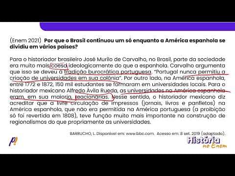 Thumbnail da aula: ENEM 2021 - BRASIL IMPERIAL | Por que o Brasil continuou um só enquanto a América...