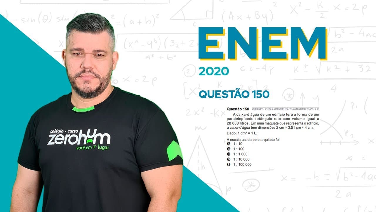 Thumbnail: ✅ QUESTÃO 150 - ENEM 2020 Matemática: A caixa-d’água de um edifício terá a forma