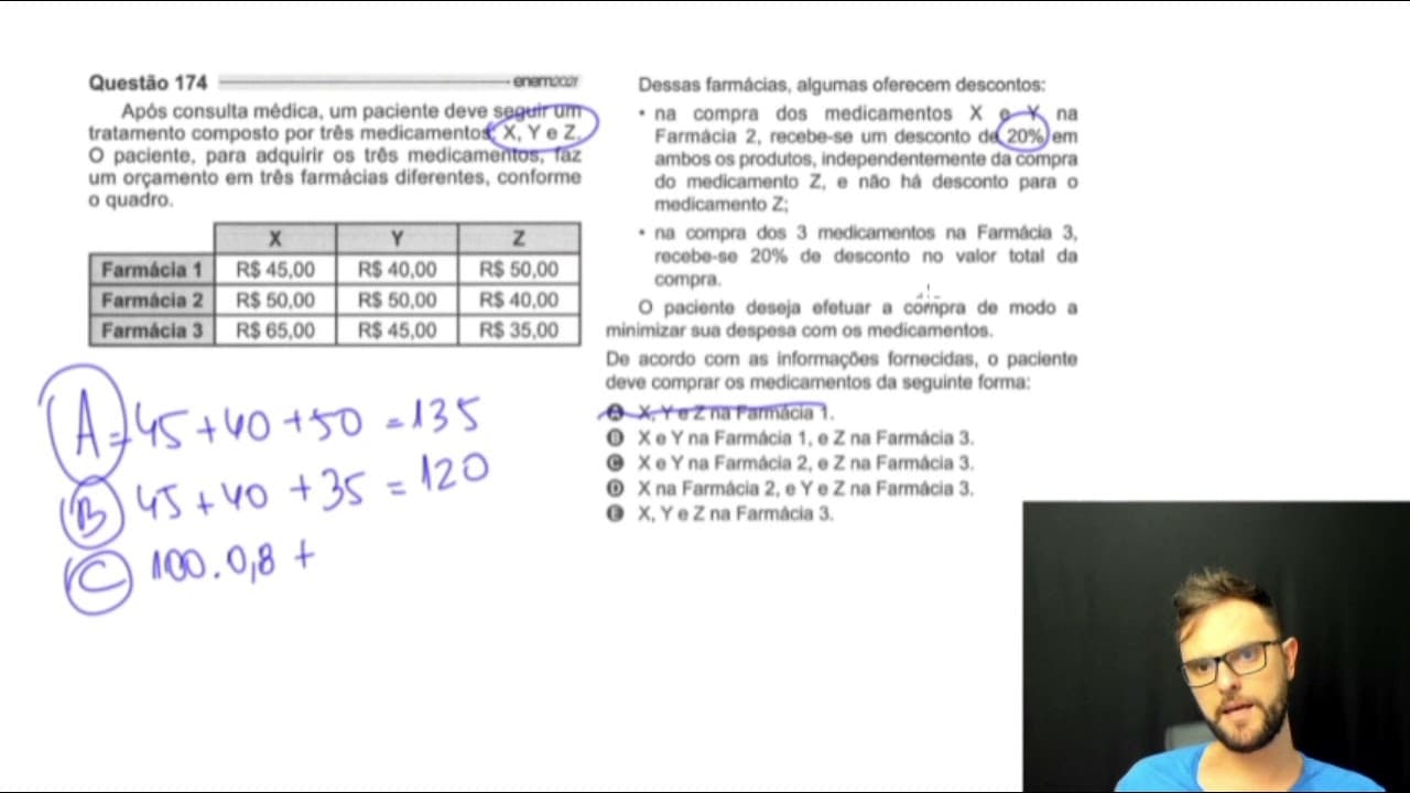 Thumbnail: 174 - Azul - Enem 2021 - Após consulta médica, um paciente deve seguir um tratamento composto por...